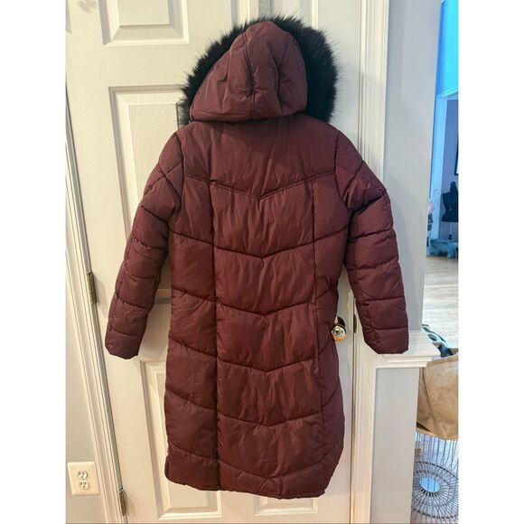 Big Chill Burgundy Long Fur Trimmed Puffer Coat sz M EUC - Picture 6 of 7